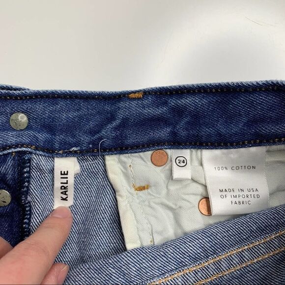 GRLFRND Karlie High Rise Jean Shorts 24 Light Wash Distressed - Picture 7 of 10